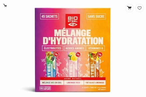 BioSteel Hydration Mix, Electrolytes, Amino Acids and B Vitamins, Zero Sugar, Rainbow Twist, Pink Lemonade and Iced Tea Lemonade, 45 Packets