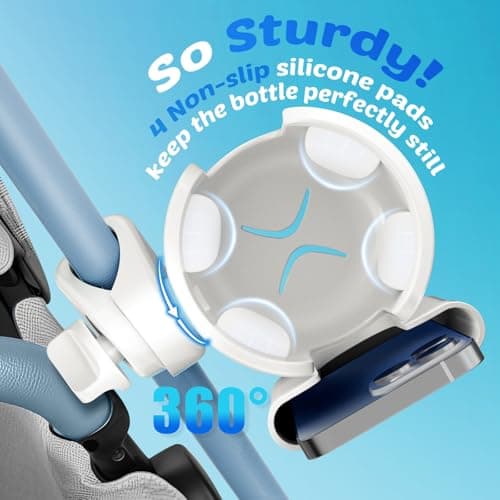 Stroller Cup Holder with Phone Holder, Guiseapue Cup Holder for Walker, Wheelchair/Bike/Rollator/Scooter Stroller Accessories for Uppababy, Nuna, Doona,Baby Travel Essential - White — view 4