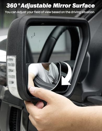 JOYTUTUS XLarge Blind Spot Mirror 2 Pack 3.7‘’×2.5‘’ HD Frameless Convex Glass for Wide Angle View and Safer Lane Changing Compatible with SUVs Trucks RVs Easy Stick On & Long Lasting Durability — view 2