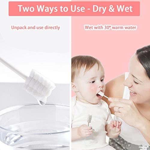 EASICUTI Baby Tongue Cleaner, 42Pcs Disposable Infant Toothbrush, Gauze Gum Cleaner Baby Oral Cleaning Stick Dental Care for 0-36 Months + Free 1 Finger Toothbrush — view 3