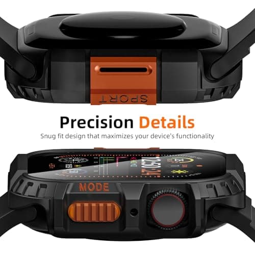 Zumyzu Rugged Waterproof Case for Apple Watch 44mm Series 6 5 4 SE with Tempered Glass Screen Protector, Durable Hard PC Bumper Protective Face Cover for iWatch 44 mm Black