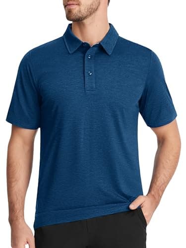 TACVASEN Performance Mens Polo Shirt Short Sleeve Hiking Tops Men Quick Dry Golf Clothes for Men Moisture Wicking Shirts Shirt Workout Shirt Dark Blue