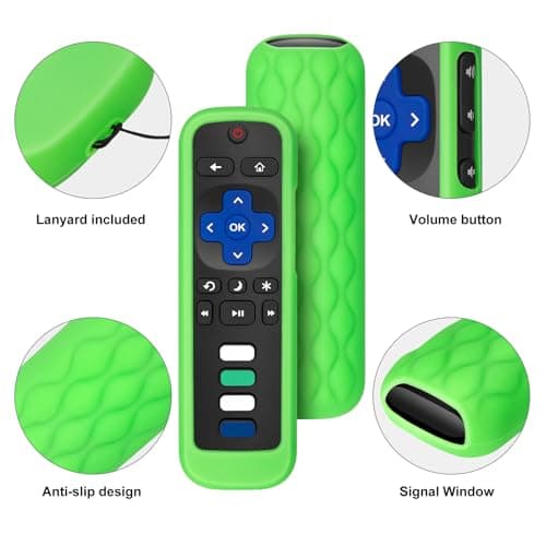 (Pack of 2) Remote Cover Case for Roku TV Remote Control/Silicone Protective Sleeve Skin - Glow in The Dark (Green/Blue) — view 3
