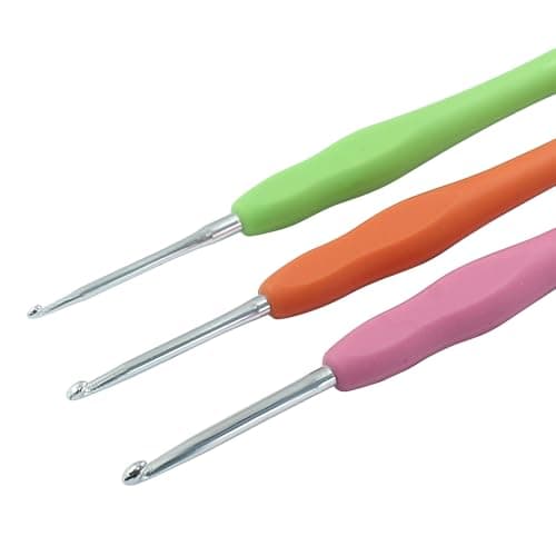 suiwotin 3pcs/Set 2mm/2.5mm/3mm Crochet Hook, Aluminum Crochet Hook Set, Rubber Handle Ergonomic Knitting Needles for Yarn DIY Crafts Projects — view 2