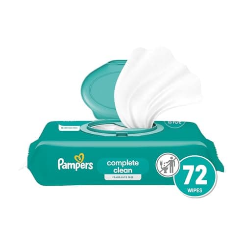 Pampers Baby Wipes, Complete Clean Fragrance Free, 1X Pop Top, Hypoallergenic and Dermatologist-Tested, 1 Pack (Count of 72)