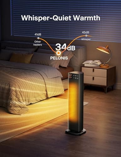 PELONIS Oscillating Ceramic Tower Indoor Space Heater for Home with Oscillation, Programmable Thermostat & ECO Mode, 12H Timer & Remote Control, Safety Protection, 23 Inches, 1500W, PHF15RSAPH23 — view 5