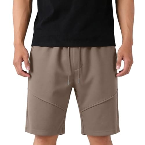 Mens Shorts 2026 Casual Drawstring Lightweight Work Athletic Gym Shorts Lounge Elastic Waist Summer Beach Sweatpants Mens Shorts Brown Large