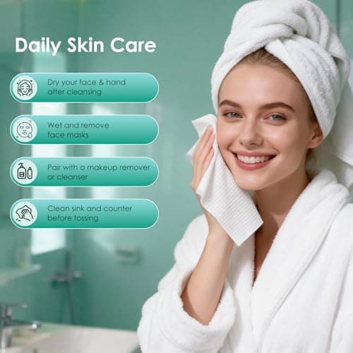 SDIW Face Towels 10"×12", XL Disposable Facial Towels, Extra Thick Clean Face Towelettes, Ultra Soft Makeup Remover Dry Wipes for Sensitive Skin, Cleansing, Travel, 50 Count — view 2