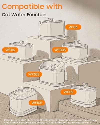 12+12 Pack Cat Water Fountain Filters Compatible with PET Water Fountain PLWF106/116/115/105/005, 6-Month Set of Replacement Filters for Pet water fountain (12 Filters + 12 Sponges)