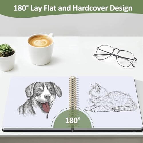 Forvencer 2 Pack Blank Spiral Notebook, 8"x 5.6"Hardcover Sketch Book, 100GSM Thick Paper, Art Sketchbook for Women, 100 pages / 50 Sheets Drawing Book Journal for School, Light Green — view 3