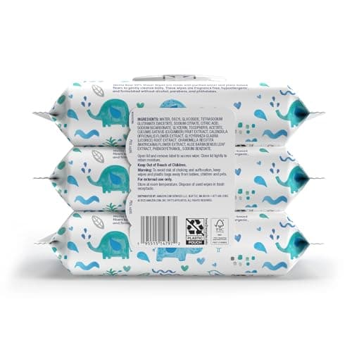 Amazon Brand - Mama Bear 99% Water Baby Wipes, Hypoallergenic, Fragrance Free, 216 Count Total (3 Packs of 72 Wipes Each)