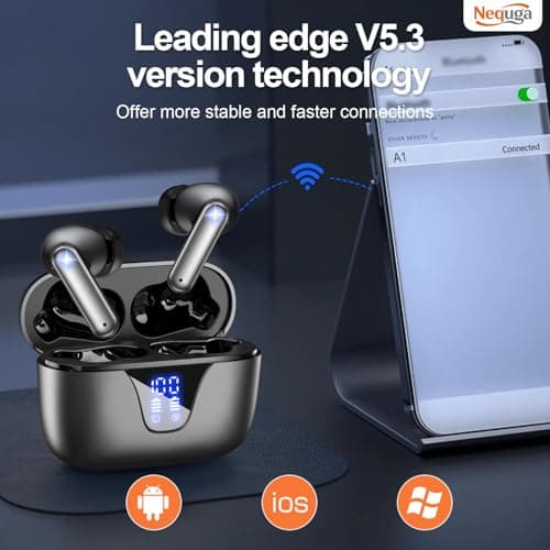 Wireless Earbuds Bluetooth Headphones, 50H Playtime Ear Buds with Mic in-Ear Earphone - Steel — view 5