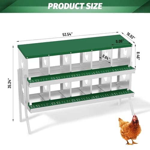 GarveeLife 8 Holes Chicken Nesting Box with Metal Leg, Wall-Mounted & Floorstanding Galvanized Steel Nesting Boxes for Chickens Ducks Geese, Easy to Collect Eggs, for Backyard Farm, Green