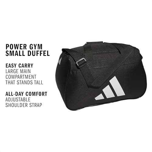 adidas Power Gym Bag – Lightweight Small Duffel, Black/White, OSFA — view 2