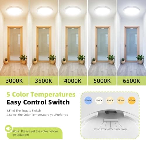 hepside 12Inch LED Flush Mount Ceiling Light Fixture,5 Color Temperature Options Closet Light Fixture,Small Round Slim Surface Ceiling Lights for Hallway Bathroom Bedroom Kitchen Bedroom