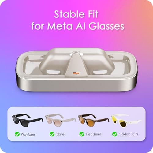 Charging Station for Meta Ray-Ban Glasses - Wayfarer, Skyler, Headliner & Oakley Meta HSTN Charger with LED Indicator (USB-C Powered - Starlight)
