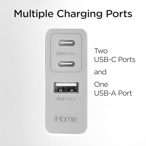 iHome PowerPlant Charging Station, Faux Succulent with USB Charging Station for iPhone, Android, and More – White (iPP45) — view 3