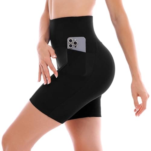 Ipletix Biker Shorts with Pockets for Women - 6'' High Waisted Womens Yoga Gym Athletic Running Workout Shorts White XXL — view 3