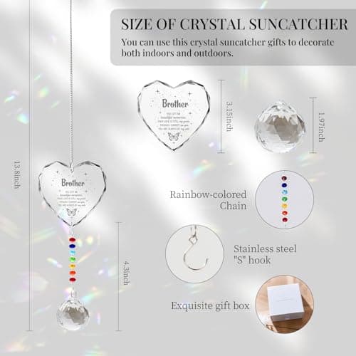 Sympathy Gifts for Loss of Loved One, Crystal Sun Catcher Rainbow Maker, Condolence Memorial for Loss of Mom Dad Dog (Brother -Type B) — view 3