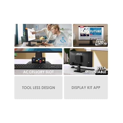 msi PRO MP225 E12VL, 22-inch1920 x 1080 (FHD) Computer Monitor, 120Hz, Adaptive-Sync, HDMI, Video Port, VESA Mountable, Tilt, 1ms, Black — view 2