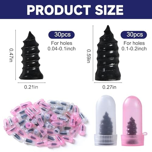 30 Pcs Tire Repair Screws, Tire Patch Kit, Screw in Tire Plugs,Quick Tool Tire Plugs, Self-Service Tire Repair Rubber Nail Kit for Patching Punctures in Vacuum Tires of Cars, Motorcycles (30)