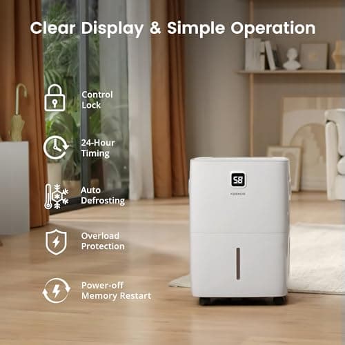 Kesnos 150 Pints Dehumidifier for Basement & Home with Drain Hose, Front Humidity Display and 2.12-Gal Water Tank, Ideal for Commercial and Industrial Large Room up to 7,500 Sq. Ft., Timer — view 5