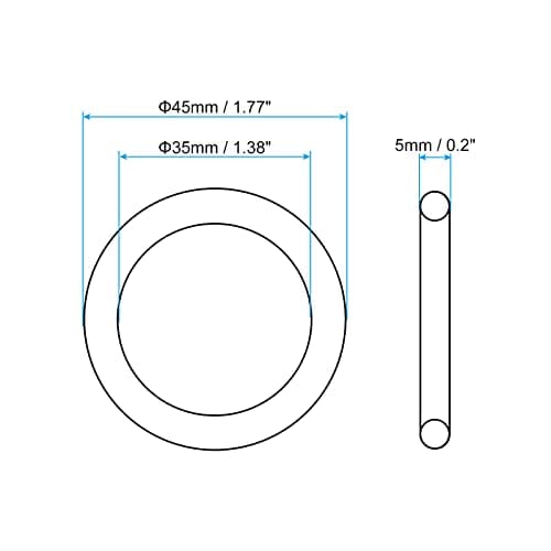 PATIKIL Nitrile Rubber O-Rings 45mm OD 35mm ID 5mm Width, 20 Pcs Metric Sealing Gasket for Faucet Plumbing Automotive Repair, Black