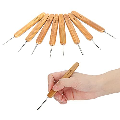 Bamboo Handle Crochet, Ergonomic Crochet Hooks Set of 8 Sizes with Stainless Steel Needle and Natural Bamboo Handle, for Home Use DIY Hand Knitting — view 3