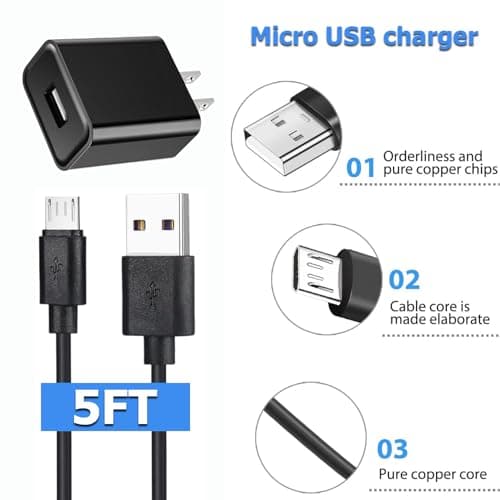 Micro USB Cable for Roku Power Cord Replacement 5V2A Charging Cube USB Plug Adapter MicroUSB Charger Compatible Roku Streaming Stick 3500/3600/3800/Express/Express+ 4K 3940R/Premiere For Charging Only — view 3