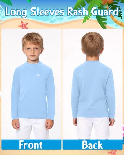 DRONIRING Boys' Long Sleeve Rash Guard, UPF 50+ Swim Shirt Toddler Kids, Quick Dry SPF UV Sun Protection Water Shirts for Beach Surf Swimming — view 2