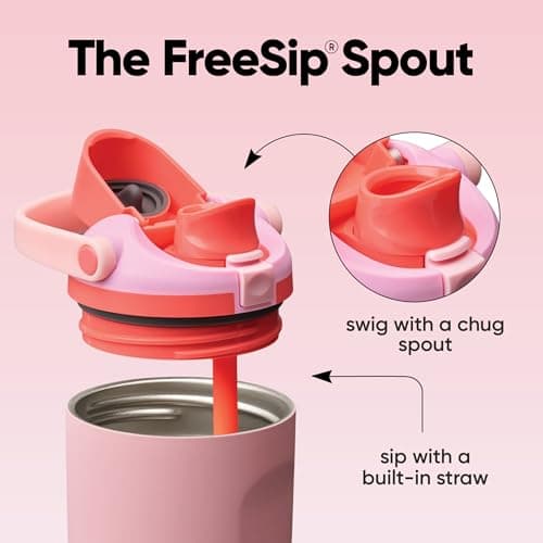 Owala FreeSip Sway Insulated Stainless Steel Water Bottle with Two-Way Spout, Built-In Straw and Bucket Handle, Made for Travel, School, and Sports, 40oz, BPA Free, Leak Proof, Angel Food Cake