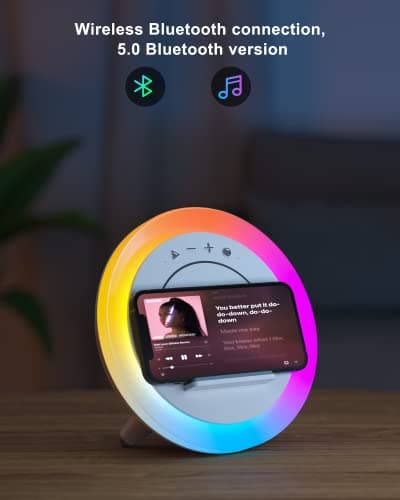 SIDVAR Bluetooth Speaker Night Lightsr,Wireless Charging Modern Speaker,Best Teenage Birthday Gift Ideas Tween Girls Gifts — view 2