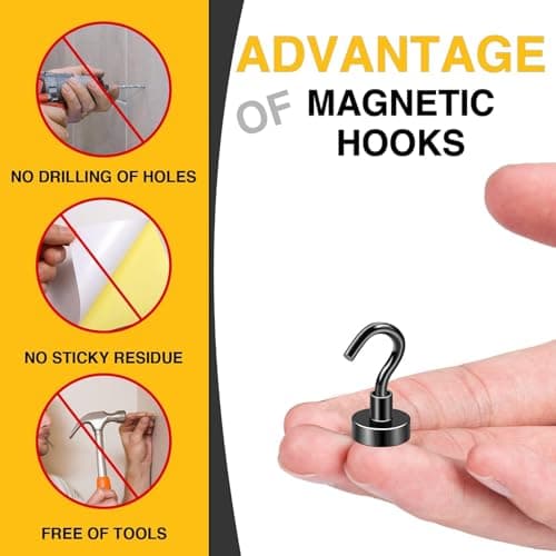 DIYMAG Magnetic Hooks 6pcs 30lbs+ Cruise Essentials 2026 Magnet Hook Black