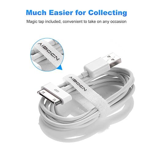 Aibocn MFi Certified 30 Pin Sync and Charge Dock Cable for iPhone 4 4S / iPad 1 2 3 / iPod Nano/iPod Touch - White — view 2