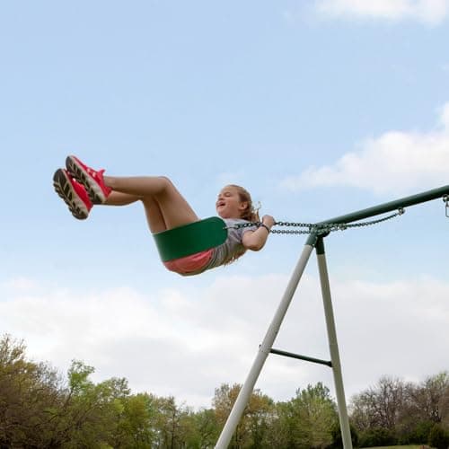 Backyard Discovery Big Brutus Galvanized Steel Swing Set Kit with Classic A-Frame, Two Belt Swings, One Trapeze Bar, Easy Assembly, Heavy-Duty Powder-Coated Steel, Weather-Resistant, Outdoor Playset — view 4