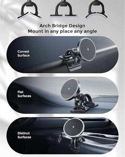 2-in-1 15W Magsafe Car Mount Charger, Magnetic Wireless Car Charger, 360° Dashboard & Air Vent Phone Mount, Phone Holders for Your Car, Car Accessories for Men Women for iPhone 17-12 — view 2