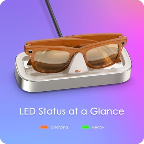 Charging Station for Meta Ray-Ban Glasses - Wayfarer, Skyler, Headliner & Oakley Meta HSTN Charger with LED Indicator (USB-C Powered - Starlight) — view 3