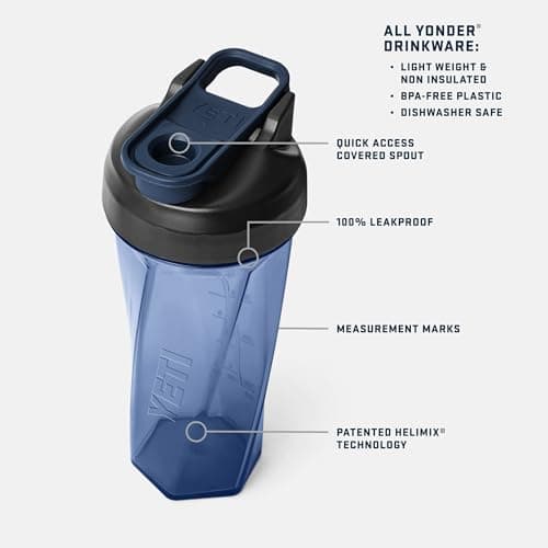 YETI Yonder Helimix Vortex Blender Shaker Bottle Holds up to 27oz | No Blending Ball or Whisk | USA Made | Portable Pre Workout Whey Protein Drink Shaker Cup | Dishwasher Safe, Charcoal — view 2