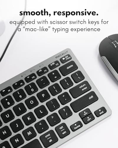 Macally Small Wired Keyboard for Mac and PC (Dual USB C + A) - Save Space, 78-Key Layout with 13 Shortcuts, Type C - Compact USB C Keyboard for MacBook, iMac, iPad, iPhone - Space Gray — view 4
