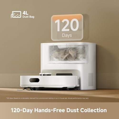 DREAME D20 Air Plus Robot Vacuum and Mop Combo with 20,000Pa Suction, 120 Days Hands-Free, Anti-Tangling Tech, Auto-Emptying Dock, Deep Carpet Cleaning and Smart Navigation, White