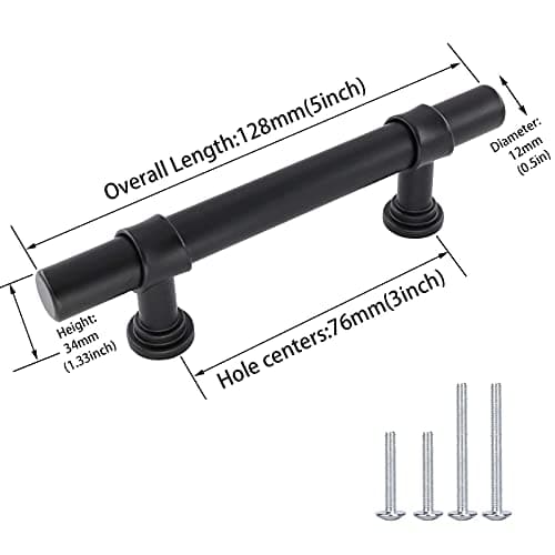 goldenwarm 10 Pack Black Cabinet Pulls Kitchen Cupboard Handles - Black Handles for Cabinets 3in Cabinet Handle Metal Drawer Handles for Kitchen Drawer Pulls