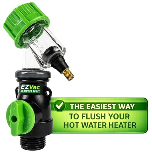 EZVac Sediment Gone™ Water Heater Sediment Removal Tool – Flushes, Cleans & Breaks Up Sediment Clogs in Electric or Gas Water Heaters – Easy DIY Water Heater Cleaning Tool