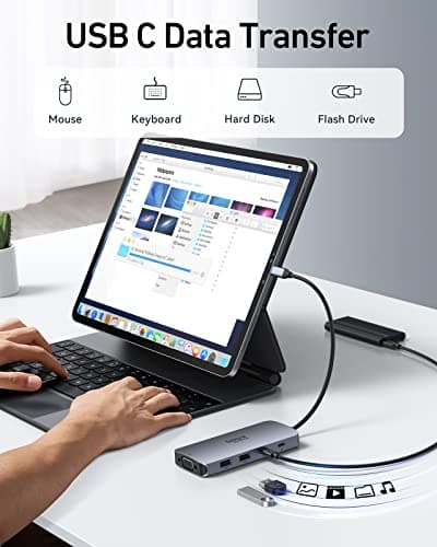USB C Docking Station Dual HDMI Monitor Adapter, Selore USB C Hub 3 Monitors with Dual HDMI, Displayport, VGA, 100W PD Charging, 3USB 2.0 Ports Adapter for Dell XPS, HP, Lenovo, etc — view 5