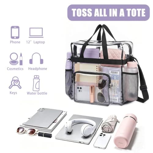 OBERITOL Clear Bag Stadium Approved 12x6x12 Clear Tote Bag for Work Concert — view 4
