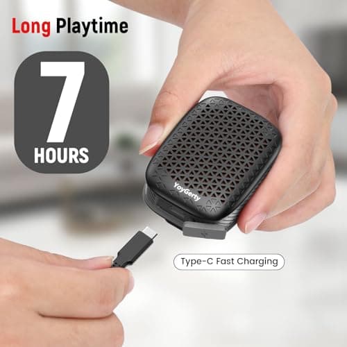 yoygerty 2026 Upgrade Wearable Bluetooth 5.4 Speaker, IPX7 Waterproof Clip-on Wireless Mini Portable Speakers, Built-in Mic, Hands-Free Music/Calls for Work/Cycling/Home/Party/Outdoor(Black) — view 3