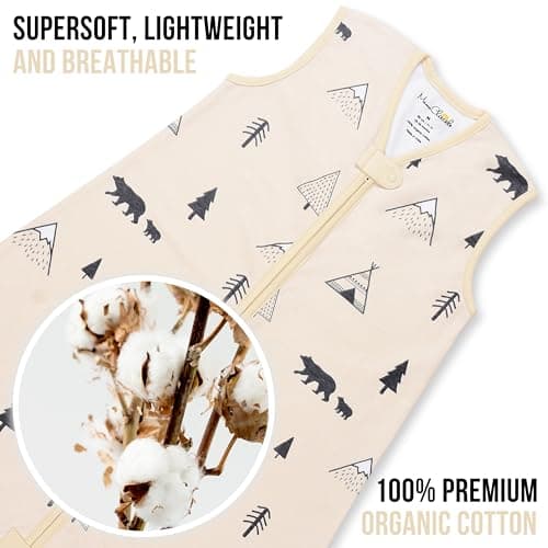 Mama Cheetah Baby Sleeping Bag with Feet, 0.5 Tog, Summer Sleeping Bag, Organic Cotton, Sleeveless, Baby Sleeping Bag with Legs for Infants, Children, Boys, Girls, 80 cm