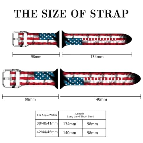 Compatible with American Flag Watch Bands for Women Men 38/40/41/42/44/45/46/49mm, Silicone Sport Replacement Wristband Strap for IWatch Series 11 10 9 Ultra 8 7 6 5 4 3 2 1 SE.44/45/46/49/42mm(Series 3 2 1).Vintage American Flag