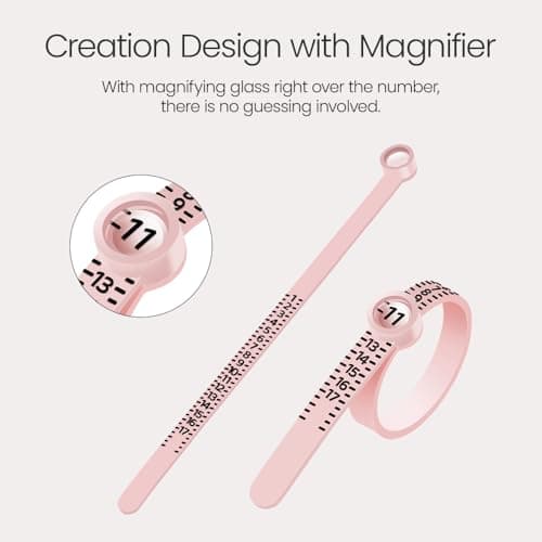 Meowoo Ring Sizer Measuring Tool with Magnifier, for Ring Measurer and Ring Sizer Clear and Intuitive Reading，Plastic Ring Sizer with Lens, 1-17,Pink