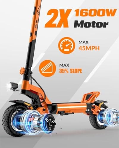 Electric Scooter for Adults, 3200W Dual Motors Up to 45 MPH, Max 40 Mile Range, Fast Adult Electric Scooter with 10" Off-Road Tire, Dual Suspension& Braking, Foldable E Scooter for Commuting