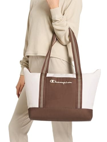 Champion Women's Varsity Tote Bag with Zip Closure and Interior Mesh Pockets for Work, Travel, Daily Use, Our Favorite Fuchsia, One Size — view 5